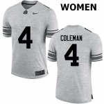 NCAA Ohio State Buckeyes Women's #4 Kurt Coleman Gray Nike Football College Jersey TEE6045JC